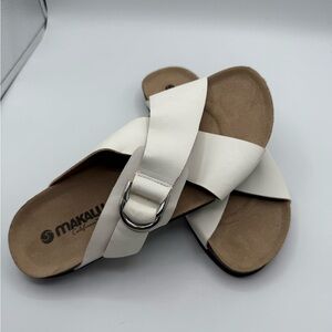 Makalu California Bali White Slip On Cork Footbed Sandals 8.5M